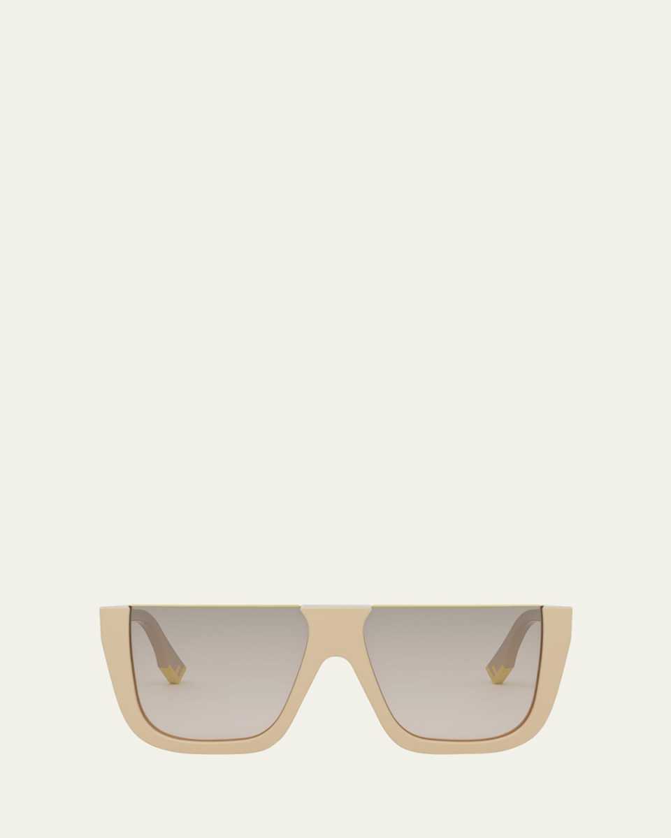Flat-Top Logo Acetate Square Sunglasses